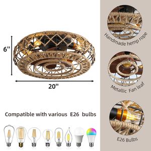 E26 lampadine LED ingabbiato ventilatori a soffitto con luci di controllo remoto per camera da letto cucina sala da pranzo - Product Image 1