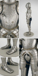 Armadura medieval de la mejor calidad, tipo Sugarloaf, en acero dulce de calibre 18, con acabado pulido, tamaño completo, aproximadamente 7 pies, con acabado pulido. - Product Image 2