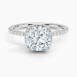 Bague BOJ 059 en argent 925 avec halo de diamants taille coussin, moissanite 2 carats couleur D VVS1 certifiée GRA, bague de mariage à prix réduit - Product Image 1