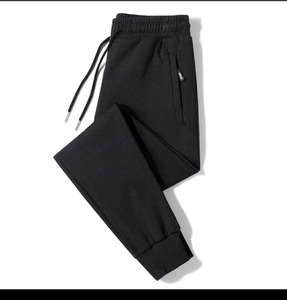 Women's Gray Heavyweight French Terry Cotton Flare <b>Skinny</b> Mid Waist Elastic Drawstring Casual Full Length Solid Color Winter - Product Image 3