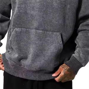 Sudadera con Capucha Gris para Hombre, Corte Holgado, Color Sólido, Forro Polar de Poliéster, Resistente al Viento, Ecológica, Informal, para Otoño, con Bolsillos - Product Image 5