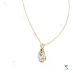 3.50 CT Lab Grown Diamond Teardrop Halo Pendant <b>Necklace</b> Solid <b>Gold</b> Fine Women <b>Infinity</b> Charm Luxury Jewelry Gift Party Wedding - Product Image 4