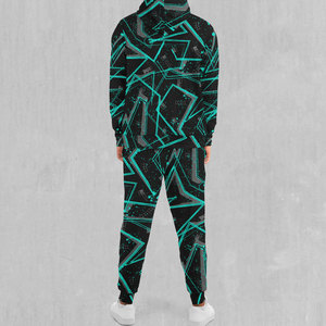 Men's Geometric Print Tracksuit Hooded Full Zip Sweatshirt and Pants Set Streetwear Breathable <b>Polyester</b> <b>Jogger</b> Outfit - Product Image 2