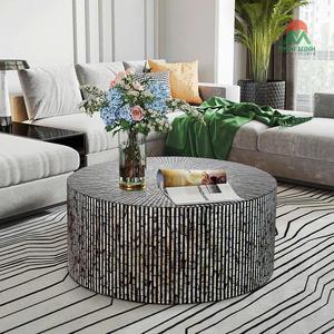 Mesa de Centro de Bambú NHAT MINH con Nácar, Moderna, Redonda, Hecha a Mano, Muebles para Sala de Estar - Product Image 5