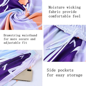 ชุดกางเกงบาสเก็ตบอลแบบกำหนดเอง โพลีเอสเตอร์ 100% เอวยางยืด พิมพ์โลโก้ ชื่อ หมายเลข แบบซับลิเมชั่น 3 มิติ - Product Image 6