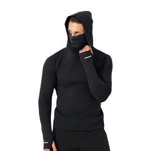 เสื้อเจอร์ซีย์ตกปลาแบบมีฮู้ดกันน้ำ พิมพ์ลายโลโก้ตามสั่ง OEM/ODM พร้อมหน้ากากปิดจมูกแบบมีรูสอดนิ้วโป้ง ผลิตจากผ้าสแปนเด็กซ์/โพลีเอสเตอร์ ป้องกันรังสียูวี - Product Image 5