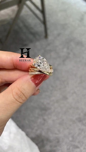 High-End 5ct Pear Cut <b>Statement</b> <b>Ring</b> for Women 18K Gold Plated Multi-Layer Cross Band Wedding <b>Ring</b> Luxury Architectural Diamond - Product Image 6