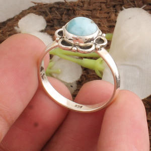 Bague en larimar bleu naturel, argent sterling 925, bague en pierre océanique, vente en gros, bijoux en larimar dominicain authentique pour femmes - Product Image 3