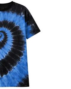 เสื้อยืดสีน้ำเงินดำลายมัดย้อมแบบสไปรัลสำหรับผู้ชาย ผ้าฝ้ายลำลอง สตรีทแวร์ คอกลม แขนสั้น แฟชั่นฤดูร้อน - Product Image 4