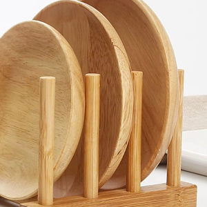 Platos Decorativos de Madera Hechos a Mano, Estilo Vintage, Ecológicos, Aptos para Lavavajillas y Microondas, para Fiestas - Product Image 2