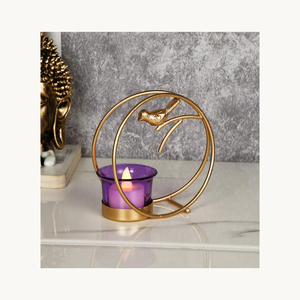Circular Metal <b>Tea</b> <b>Light</b> <b>Holder</b> With Bird Design <b>Glass</b> Candle Cup Candle <b>Holder</b> For Home Wedding Party Decor - Product Image 1