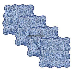 High Quality <b>Wood</b> <b>Block</b> Print Custom Table Scallop Napkin Hotel Restaurant Use <b>Wood</b> <b>Block</b> Print Colored 100% Cotton Made Premium - Product Image 4