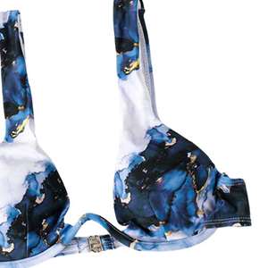Conjunto de Bikini con Estampado a Cuadros para Mujer, Top Triangular con Cuello Halter, Braguita Tipo Tanga, Traje de Baño Elástico de Dos Piezas, Ropa de Playa Ecológica - Product Image 6