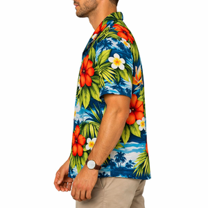 Camiseta Hawaiana Premium para Hombre, Ligera, 100% Algodón, Cuello Alto, Duradera, Informal y a la Moda - Product Image 3