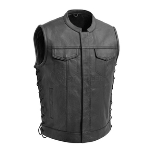 เสื้อกั๊กหนังมอเตอร์ไซค์พรีเมียม กระดุมแป๊กและซิปแบบซ่อน เสื้อกั๊กไบค์เกอร์ เสื้อกั๊กหนังแทคติคอล - Product Image 1