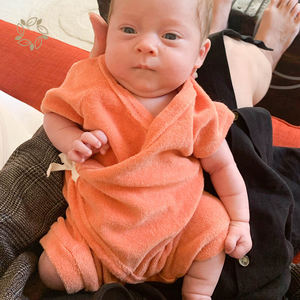 Bamboo Cotton Terry Long Leg Kimono Bodysuit Eco Friendly <strong>Towelling</strong> Baby <strong>Onesie</strong> Sustainable Terry Cloth Baby Short Romper - Product Image 6