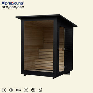 Sauna extérieur moderne et élégant en bois massif avec poêle Harvia 6 kW et <span class=keywords><strong>piscine</strong></span> froide personnalisable - Product Image 5
