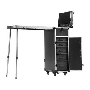 Professional Extra Large Rolling <b>Makeup</b> Train Case with Supporting Legs Aluminum Cosmetic Workbench Portable <b>Vanity</b> Trolley - Product Image 6