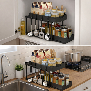 ที่เก็บของอเนกประสงค์ในอ่างล้างจานแบบสองชั้น ทำจากพลาสติก ไม่สามารถพับได้ - Product Image 4