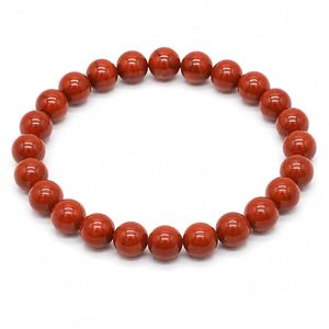 Bracelet en jaspe rouge naturel, perles rondes de 8 mm, bracelet extensible, bijoux en cristal unisexe, cadeau, vente en gros - Product Image 3