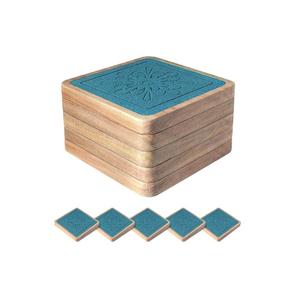 Posavasos Rectangular de Madera Maciza Azul Marino de Alta Demanda, Posavasos Decorativo para Servir Agua, Té y Café - Product Image 2