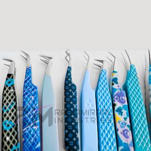 Pince à épiler pour extensions de cils RMI en acier inoxydable de différentes couleurs, pointe diamantée, pointe argentée / différentes couleurs de revêtement papier - Product Image 2