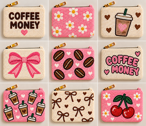 Colección de Monederos de Cuentas Coloridos, Bolsas con Cremallera de Cuentas de Semillas, con diseños de Cereza, Margarita, Lazo, Corazón, Nazar, Café, Limón, Hechos a Mano, Venta al por Mayor, Regalo - Product Image 4
