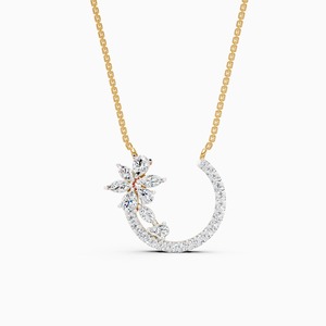 สร้อยคอจี้รูปกลีบดอกไม้ประดับเพชรเลี้ยงในห้องปฏิบัติการน้ำหนัก 0.53 กะรัต ดีไซน์โค้งมน ทำจากทอง 9K สีเหลือง ขาว และโรสโกลด์ - Product Image 3