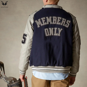 In Solid Color Customized Logo Print Breathable Fabric Unique Design Men Street Wear Varsity Jackets Streetwear Bomber Jacket - Product Image 2