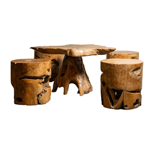 ชุดโต๊ะรากไม้สักสไตล์เรียบหรู พร้อมเก้าอี้ไม้ธรรมชาติ ทำด้วยมือ เฟอร์นิเจอร์ห้องนั่งเล่น สำหรับบ้านและโรงแรม/วิลล่า ARTERRA - Product Image 1