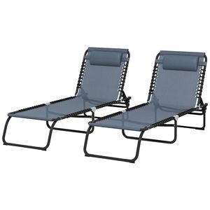 Sedia a Sdraio Pieghevole a 4 Posizioni con Schienale Reclinabile, Seduta in Rete, per Piscina, Patio, Spiaggia, Grigia, per Giardino e Patio - Product Image 1