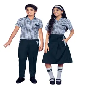 High School Students Class Uniform Boys and Girls College Style Shirt with Pant and Skirt Set High Quality Children Woven