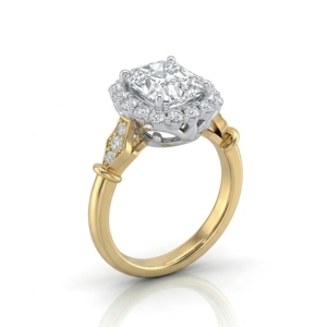 2 CT Cushion Cut Lab Grown Diamond Engagement <b>Ring</b>, Halo Wedding <b>for</b> <b>Women</b>, 14K Gold Alternative Anniversary & Birthday <b>For</b> Her - Product Image 4