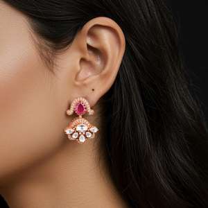 Conjunto de pendientes y gargantilla de esmeraldas para compromiso y fiesta, fabricado en plata de ley 925 Gajaah, joyería nupcial premium. - Product Image 2