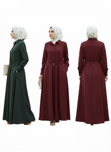 Vestido Maxi Musulmán Informal y Modesto para Mujer, Manga Larga, con Cinturón, Estilo Abaya, Transpirable, de Poliéster, Corte Holgado, Elegante, para Uso Diario - Product Image 2