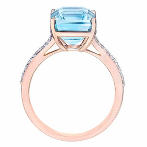 Bague en diamant bleu vif de laboratoire, taille émeraude, certifiée IGI, avec pierres latérales en diamant rond, or 10K 14K 18K, argent 925 935 - Product Image 4