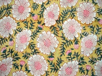 Tissu en coton imprimé à la main motif marguerite, motif animalier indien Jaipur, textile imprimé au bloc, écologique