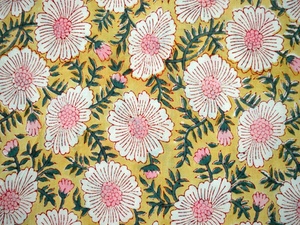 Daisy Flower Hand Block Print Cotton Fabric Yard Jaipur Indian Animal Pattern Block Print Textile Eco-Friendly - Product Image 5