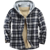 Veste d'hiver pour homme en flanelle de coton avec capuche, épaisse, style chemise patchwork, pour l'extérieur, avec logo personnalisé gratuit, vente en gros