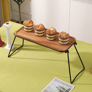 3 Tier Wooden Display <b>Risers</b> Cake Stand With Foldable Metal Wire Legs For Buffet <b>Table</b> Food <b>Riser</b> And Dessert Counter Organizer - Product Image 5