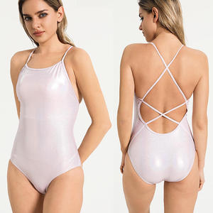 Women One Piece Swimsuit Leopard Print Halter Neck High Waist Back Crisscross Hollow Out Swimwear Stretch Fabric - Product Image 1