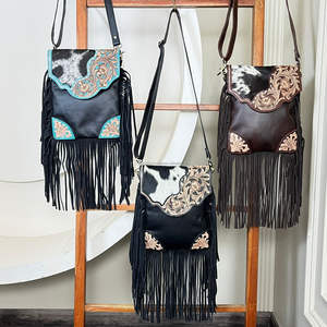 Sac à main bandoulière en cuir de vachette fleuri tendance de qualité supérieure pour femmes, sac à main de luxe vintage de créateur - Product Image 4