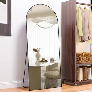 Specchio a Figura Intera Arcuato 65.2"x24" con Cornice in Lega di Alluminio Nera, Fatto a Mano in Ferro, Portatile per Ingresso, Camera da Letto, Soggiorno - Product Image 2
