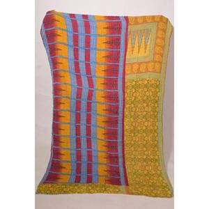 Bohemian Printed Cotton Kantha <b>Quilt</b> <b>Handmade</b> Vintage Gudri Reversible Eco-Friendly Bedcover Throw Blanket Home Decor - Product Image 1