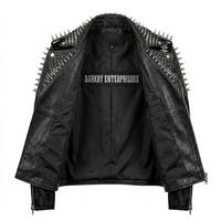 Veste en cuir pour homme personnalisée, style punk rock, cloutée, avec pointes, en cuir de vachette à poils, manteau moto en fourrure de vache, vente en gros, fabricant