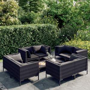 Conjunto de Muebles de Jardín con Asientos Grandes en Acero con Recubrimiento en Polvo Gris Oscuro, Incluye Múltiples Piezas - Product Image 1