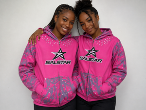 SALSTAR Sweat-shirt rose à capuche pour femme, manches longues, imprimé, à sequins, avec fermeture éclair et poche avant, tenue décontractée d'automne - Product Image 5