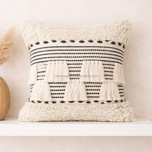 Handmade Bohemian Farmhouse Decorative Pillow Cover Luxury Boho Square Pattern Wool Silk Material Floor Use Inspired Moroccan - Product Image 5