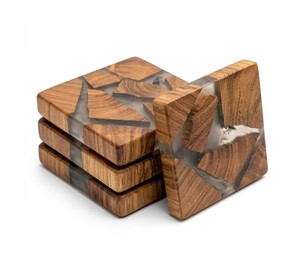 New Arrival Light Green Resin Tea Coasters Triangle Shape for <b>Coffee</b> & Tea Crystal <b>Epoxy</b> Resin Coaster Set Wood Resin Coaster - Product Image 1