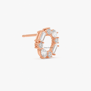 Boucles d'oreilles en or rose avec diamants ronds taille brillant, diamants blancs de laboratoire, bijoux de mariage pour femme, argent 10K 14K 18K 925 & 935 - Product Image 3